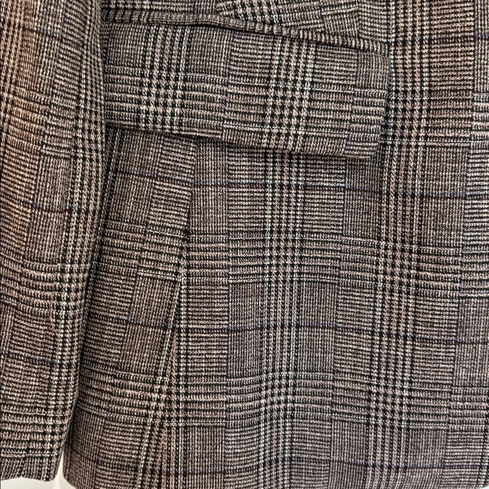 Ann Taylor Brown Plaid One Button Blazer - Picture 7 of 11